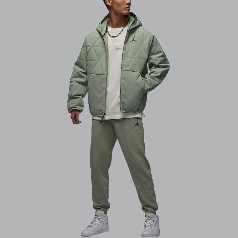 Jordan Sportovní Therma-Fit Logo Pohodlná Jednobarevná Mikina na Zip s Kapucí Bavlněná Pánské bundy Horizon-Green HV4870-377