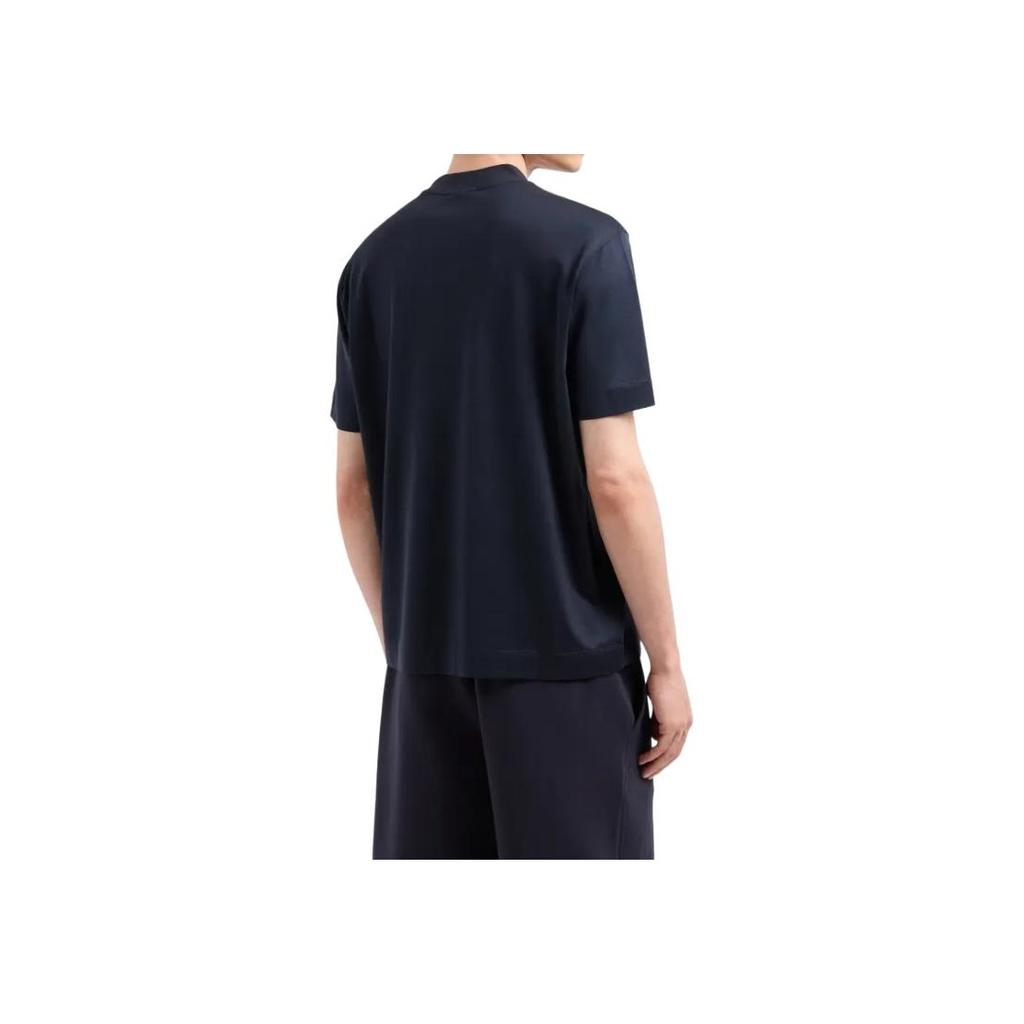 Emporio Armani Ss24 Letter Logo Embroidered Crew Neck Pullover Short Sleeve T-Shirt Men tops Navy-Blue 6D1TC0-1JOSZ-0920