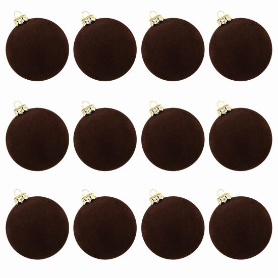 12 Pcs Velvet Christmas Ball Ornaments 2.4 Inches Flocked Shatterproof Plastic Balls Xmas Tree Hanging Decorations for Holiday Party Home Decor