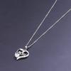 Open Heart Mom Letter Engraved I Love You Heart Stone Pendant Thin Link Chain Mother Gift Neck Jewelry