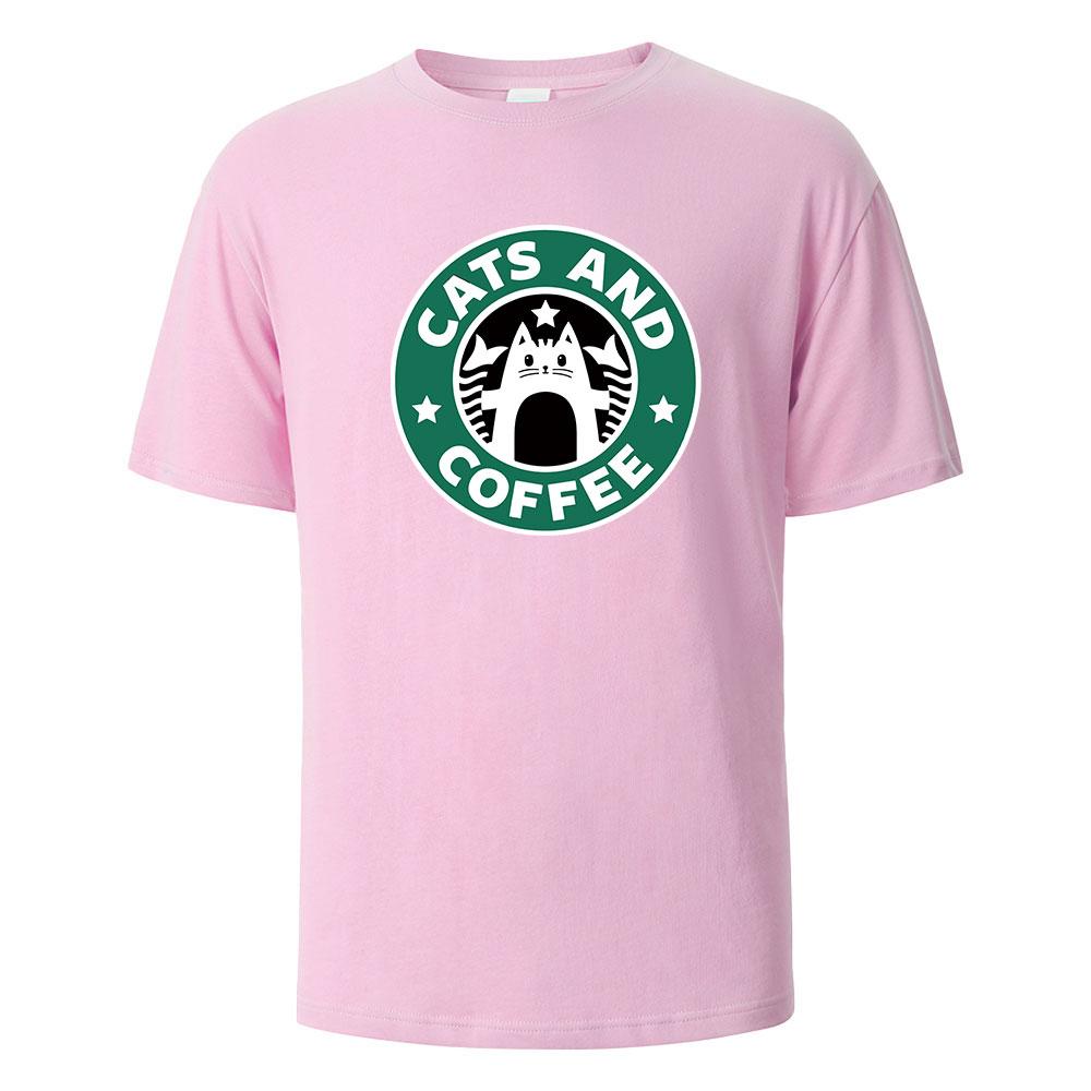 

Cats And Coffee Street Funny T-Shirt For Men Fashion Casual Loose Cotton Clothing Crewneck Breathable Tshirt Hip Hop Tees 4XL
