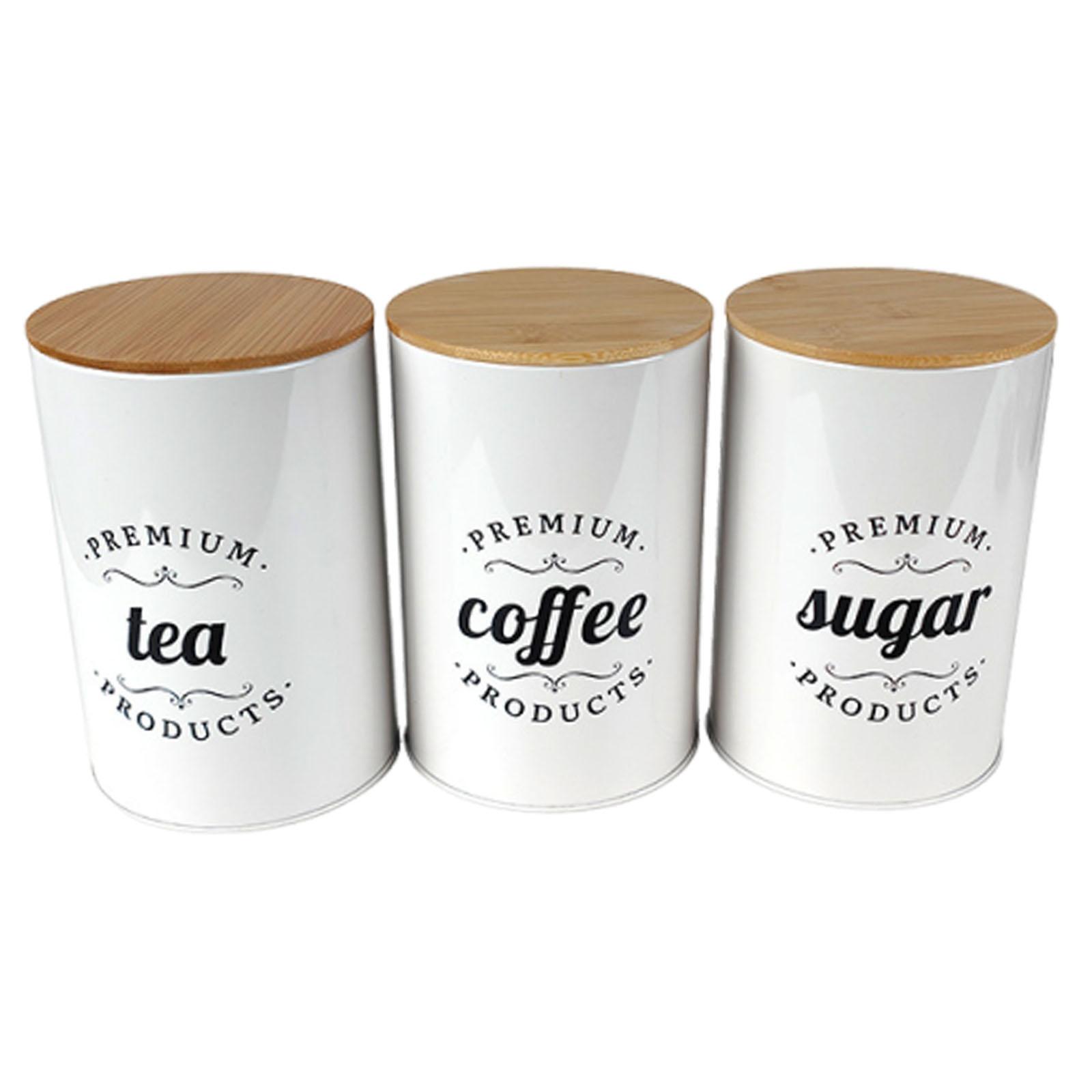 

Farmhouse Style Kitchen Canisters with Lids Coffee Tea Sugar Storage Jar Set Airtight Container for Pantry Use білий