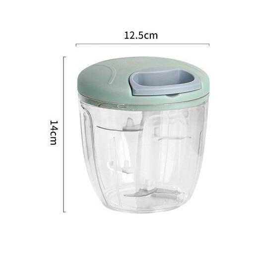 Feliator Manual Vegetable and Fruit Chopper 900ml 5 Stainless Steel Blades Green 12.5x12.5x14cm