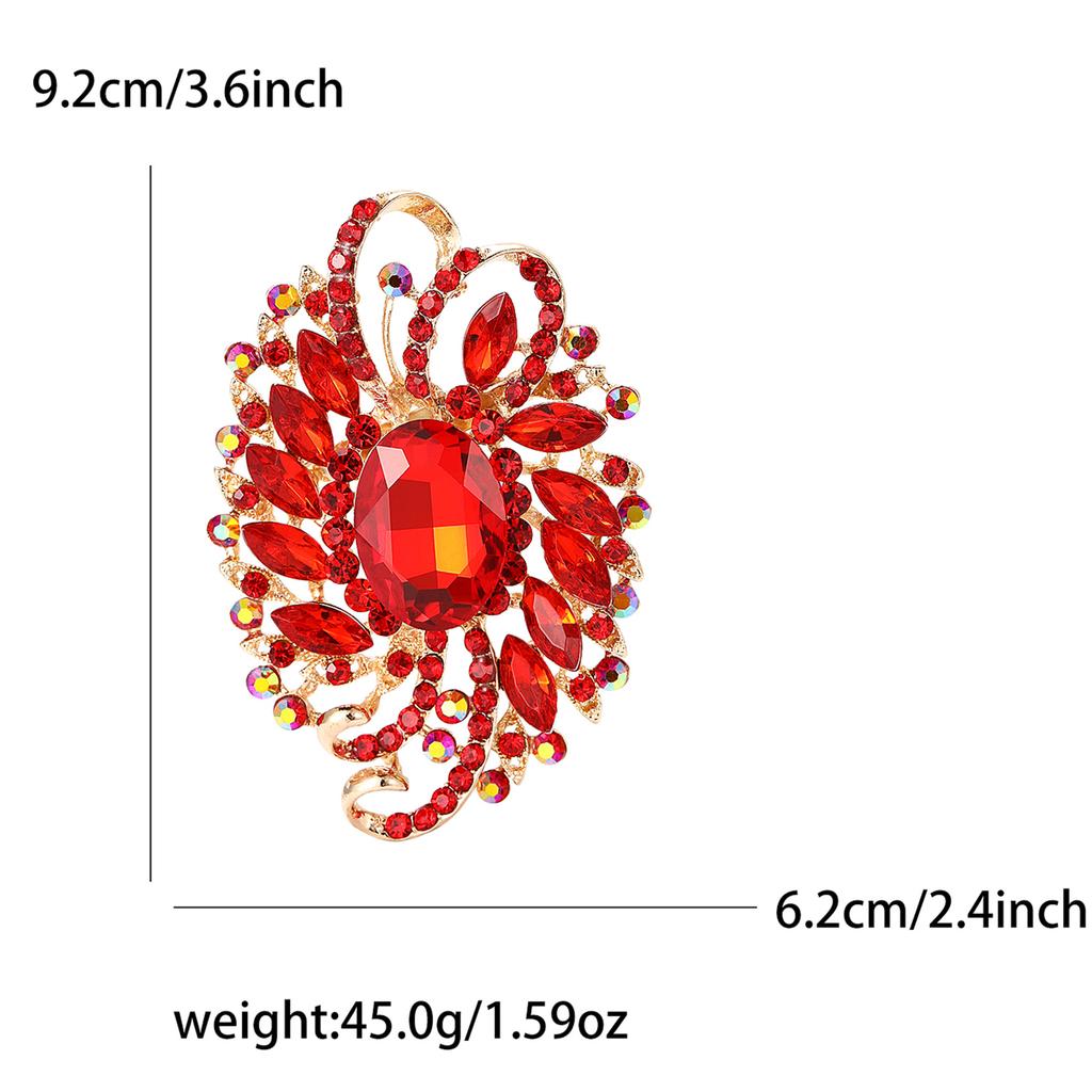 African Exquisite Alloy Full Diamond Large Glass Brooch High-End Fashion Women'S Clothing Corsage Jewelry Pin