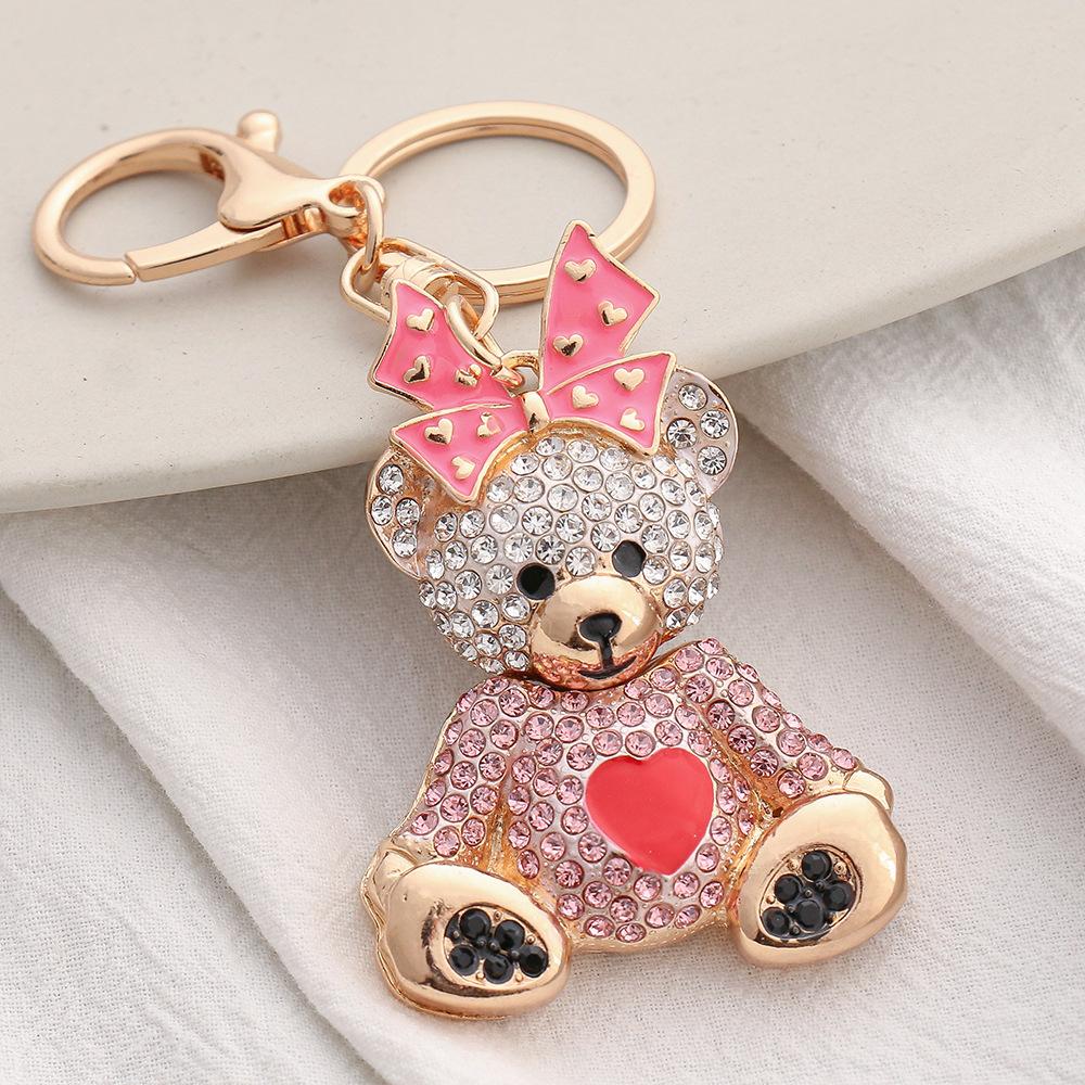 1PC Creative Bow Bear Keychain Love Bear Doll Keychain Pendant Bag Pendant Hanging Decoration Car Keychain Decoration