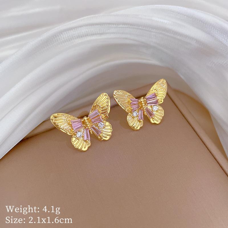 Necklace Earrings Set Light Luxury Laser Bow Full Diamond Personality Temperament Banquet Earrings Necklace Group