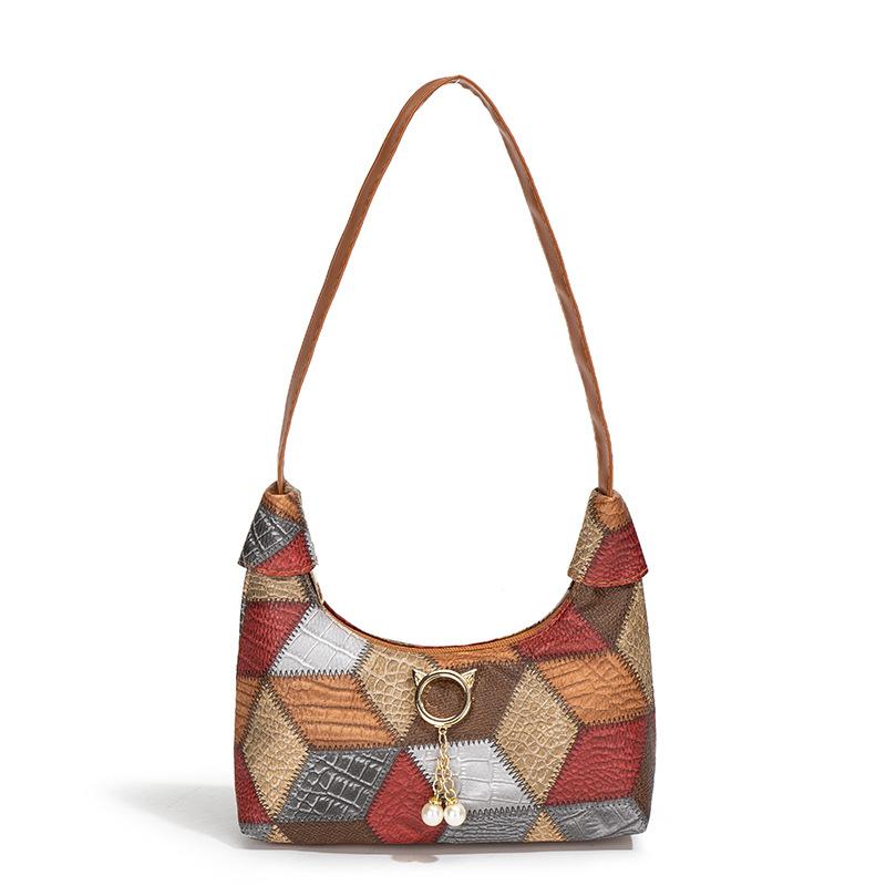 

New casual women s small bag women s splicing armpit bag retro style fashion simple versatile shoulder bag women синий