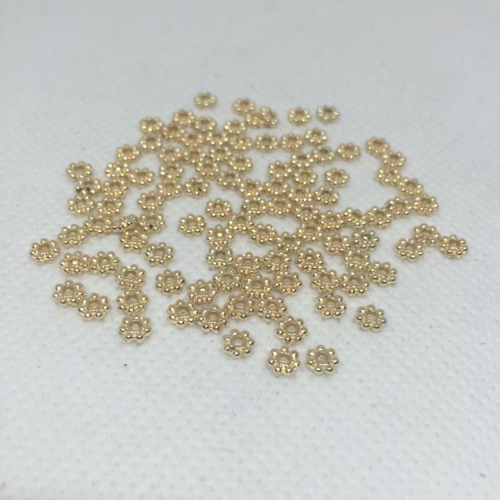 1000 PCS 4mm Gold Spacer Beads Flower Flower Loose Beads Gold Bead Spacers  Earring