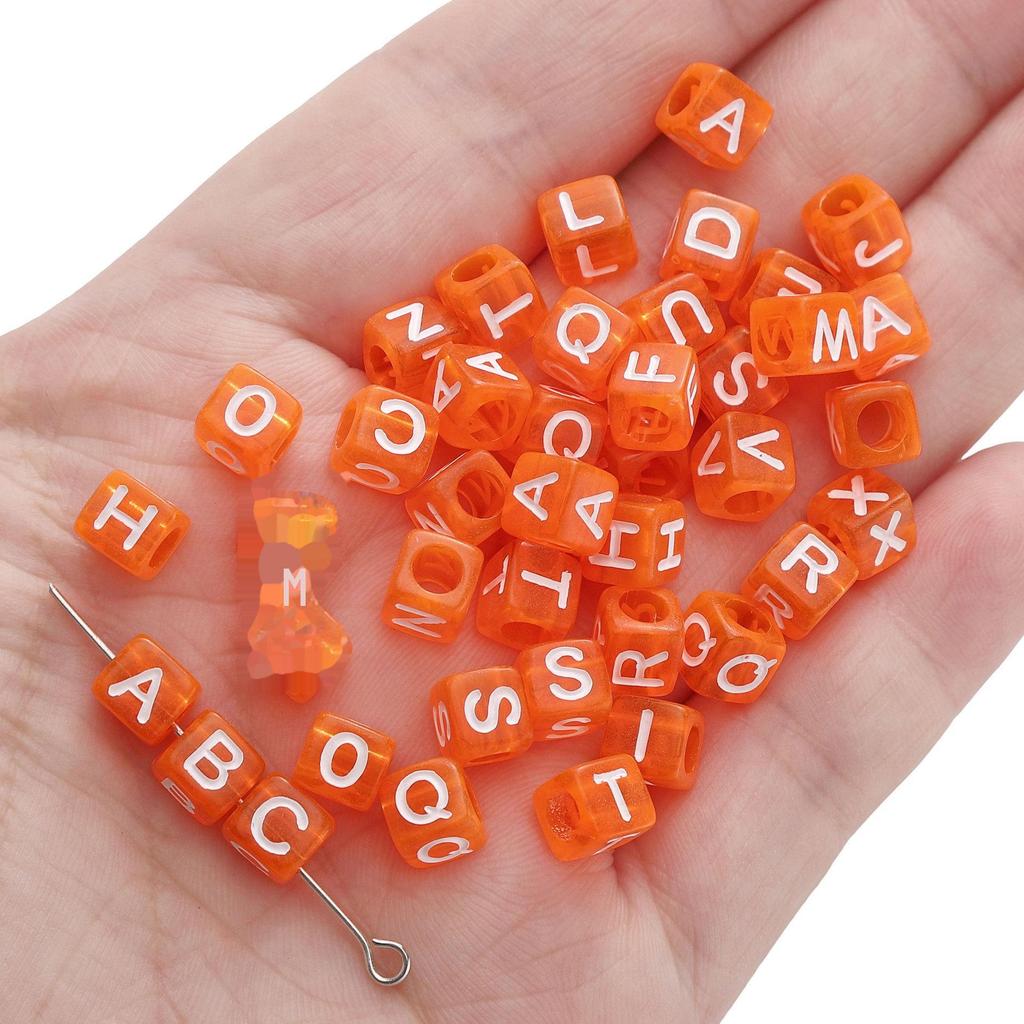 Colorful Acrylic Square Beads: English & Russian Letters for Handmade DIY Bracelets & Jewelry Accessories