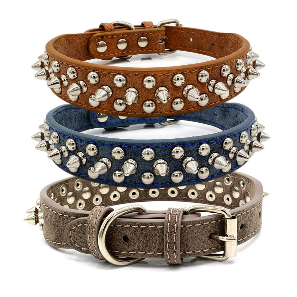 Dog Collar Anti-Bite Rivets Pet Collar Medium Large Bulldog Dog Chain French Bulldog Collar