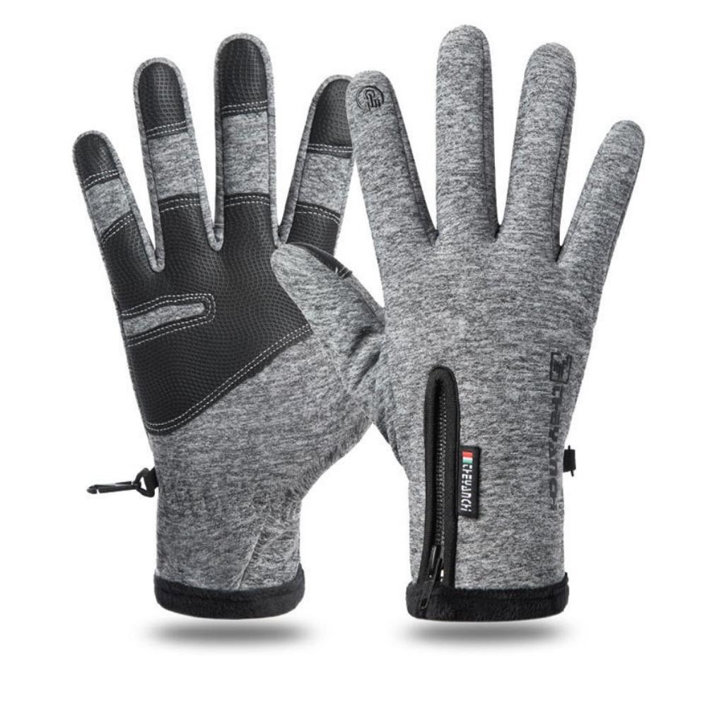 

Мужские осенне-зимние велосипедные перчатки для улицы, сенсорные, на молнии, теплые, от холода, нескользящие, спортивные, бархатные, для альпинизма, лыжные перчатки XL