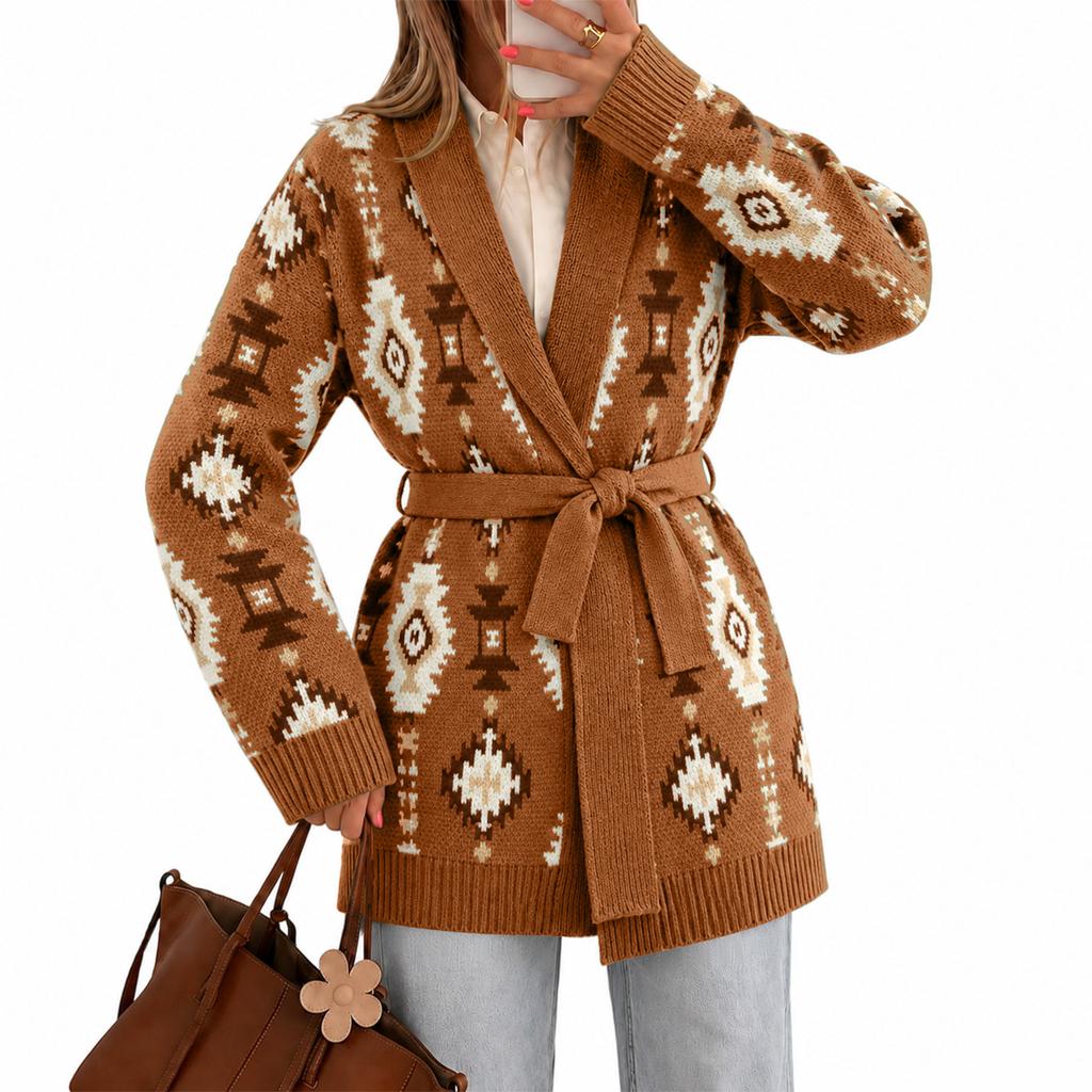 Women's Vintage Knit Cardigan Sweater Coat for Fall and Winter Wear