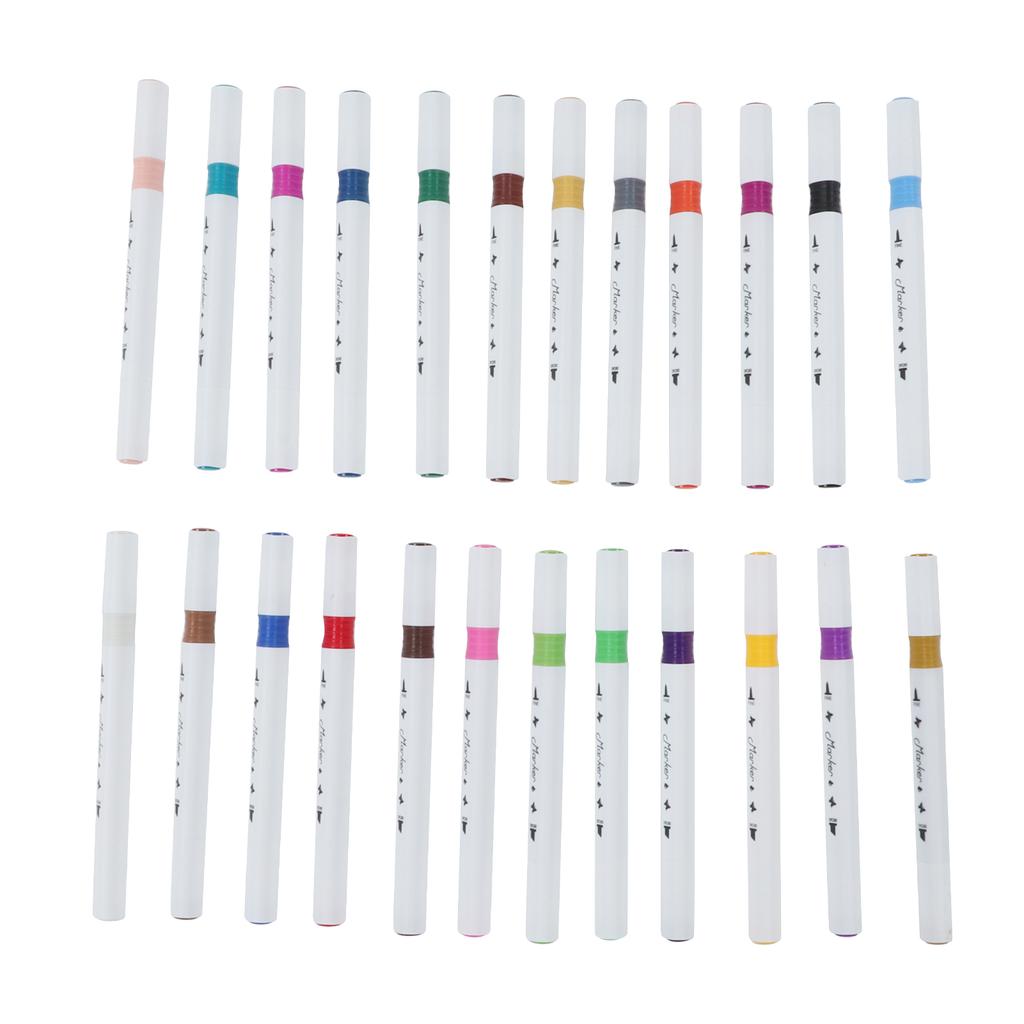 24 Pcs Markers Triangular Rod Hand Painted Water Based Paint Watercolor Pen Double Head Marker Pen