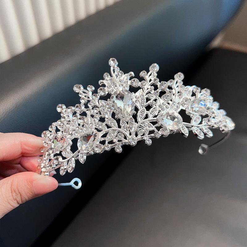 Super flash full diamond princess queen crown headband bride wedding banquet crown light luxury high-end temperament hair accessories woman