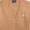 Polo Ralph Lauren SS23 Jednofarebný Pletený sveter s výšivkou malého poníka s výstrihom do V a dlhým rukávom Dámsky sveter Khaki 211570011109