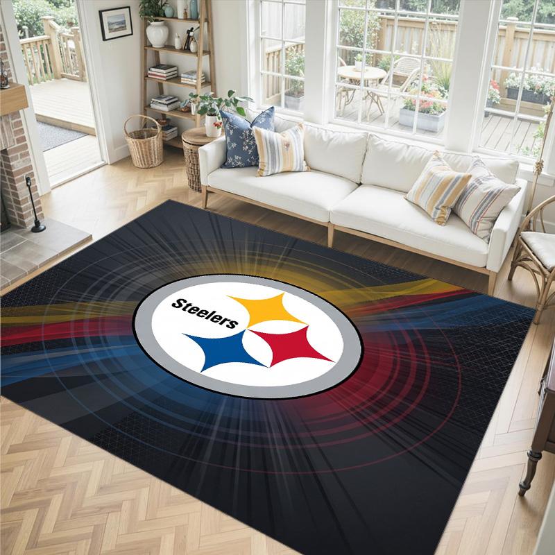 Pittsburgh Steelers Design Crystal Velvet Carpet Cozy Non?Slip Printed Rug For Bedroom Living Room Entrance
