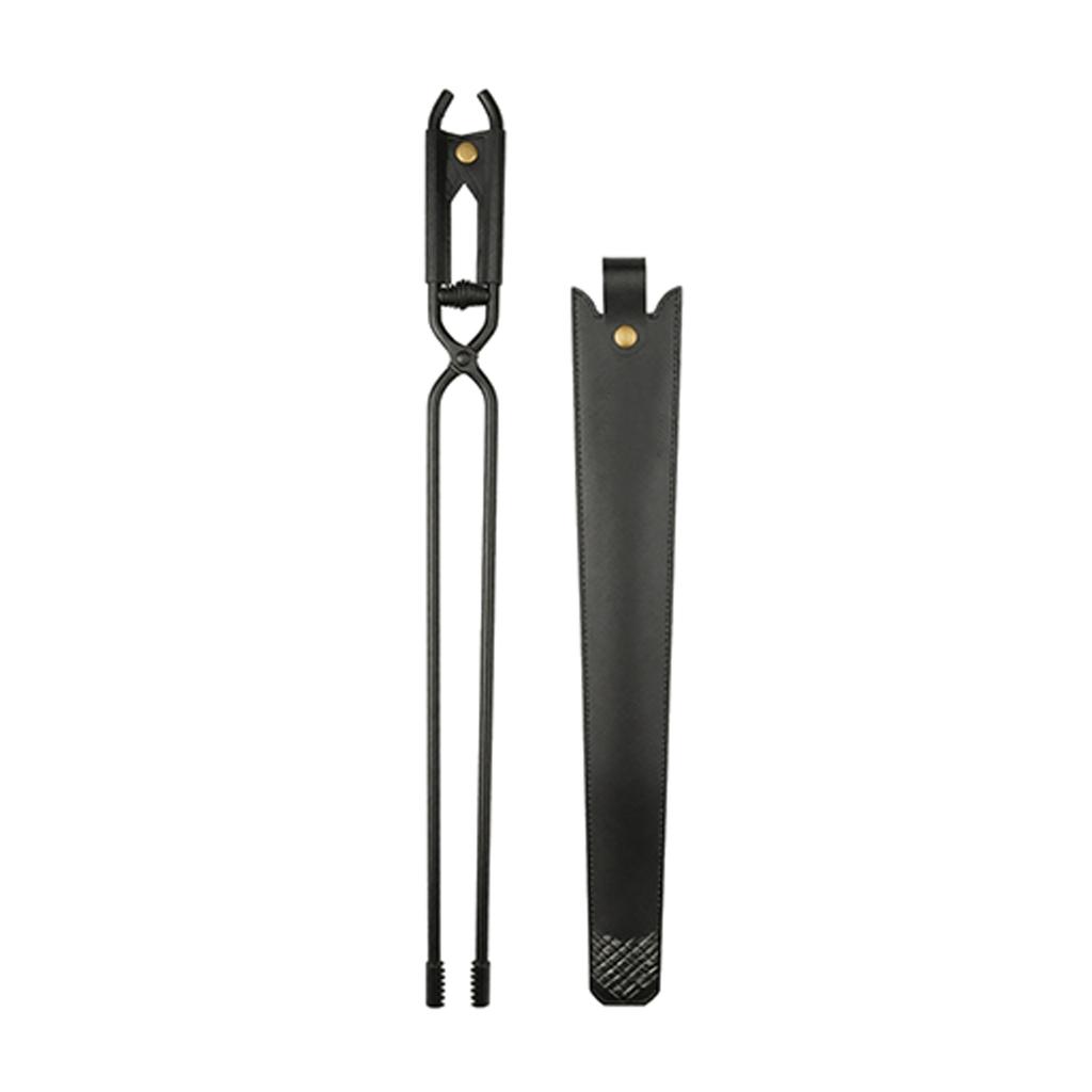 Outdoor Fire Pit Tongs with Leather Sheath Long Handle Campfire Tool for Camping Picnic Firewood Grilling and Bonfire Use