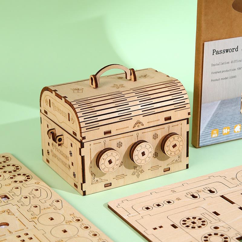 

3D Wooden Jigsaw Puzzle: DIY Password Storage Box Educational Toy