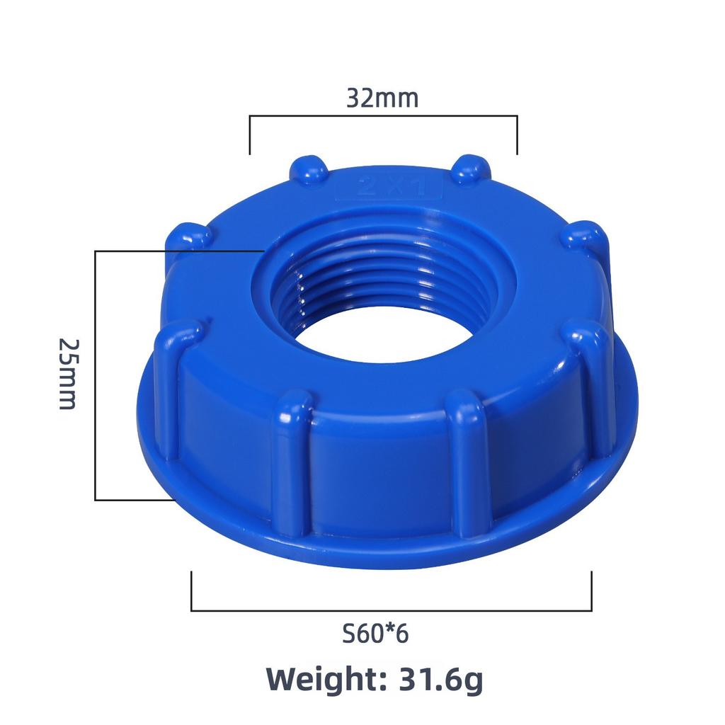 1Pc Durable Ibc Tank Adapt S60X6 Coarse Threaded Cap 60mm Female Thread To 1/2 ", 3/4", 1 "Adapter Connector