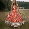 Women's Sleeveless V Neck Maxi Dress Summer Long Dress Casual Loose Fit Floral Print Bohemian Style Slip Dress