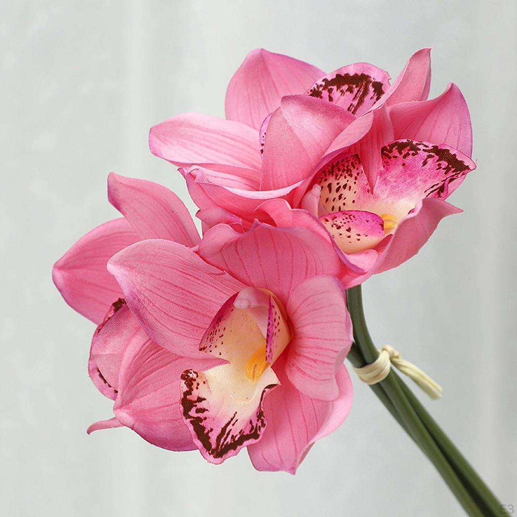 Artificial Cymbidium Orchid Moisturizing Realistic Decor Long Stem for Home Wedding Her Wife