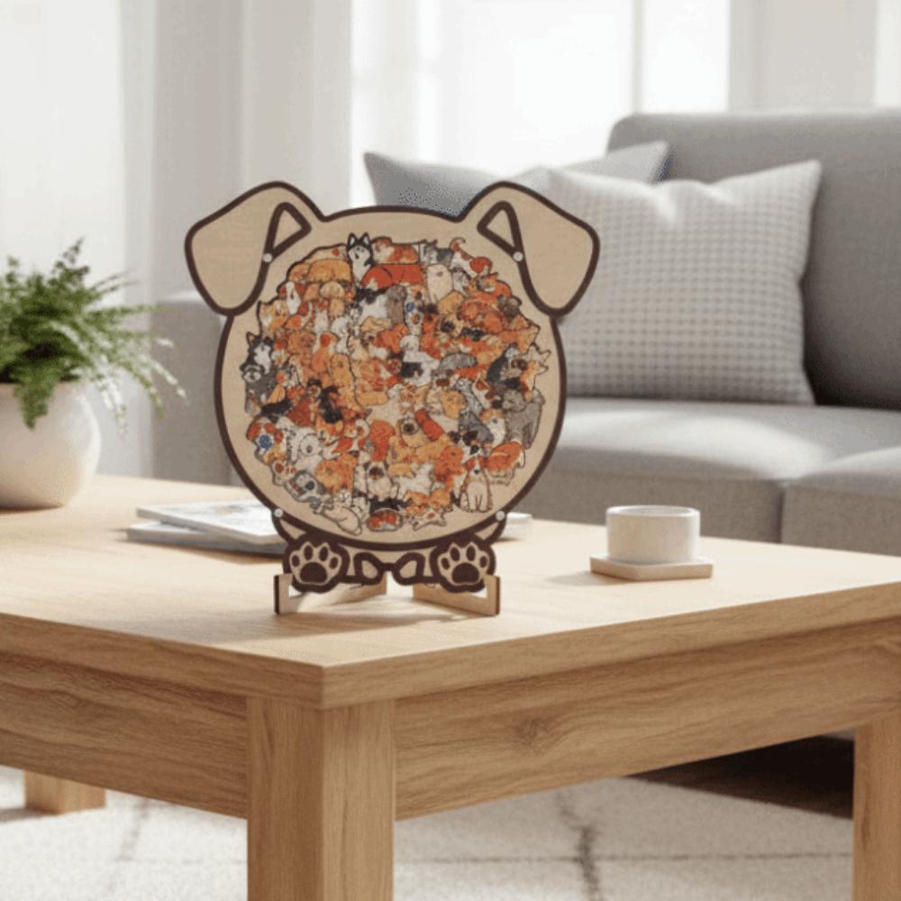 Dog Cat Wooden Puzzle Brain Burning Unique Irregular Puzzle Kids Toy Cat-shaped Jigsaw For Adults