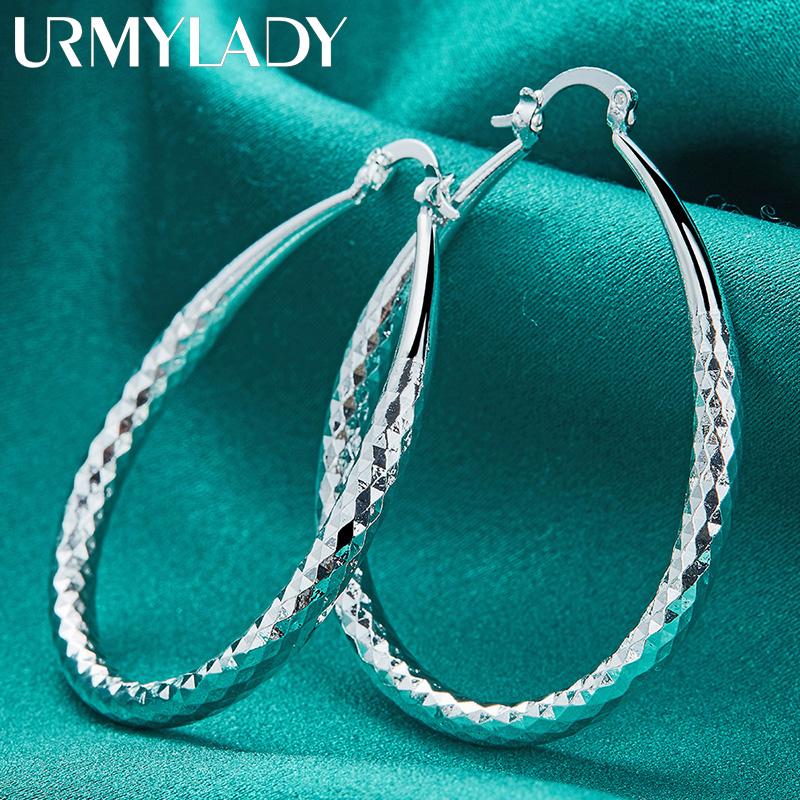 925 Sterling Silver Diamond Texture Earrings For Women Charm Jewelry