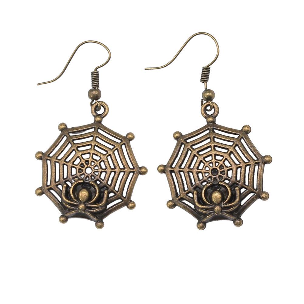 Gothic Spider Charm Dangle Earrings Halloween Horror Arachnid Drop Earrings Dark Punk Goth Jewelry