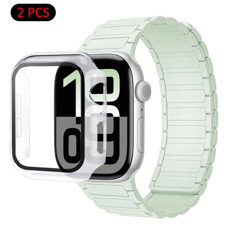 Silicone Strap+Case For Apple Watch Ultra 3/2/1 49mm 11 10 46mm 42mm Magnetic Band iWatch 9 8 7 45mm 41mm 6 5 SE 44mm/40mm Cover