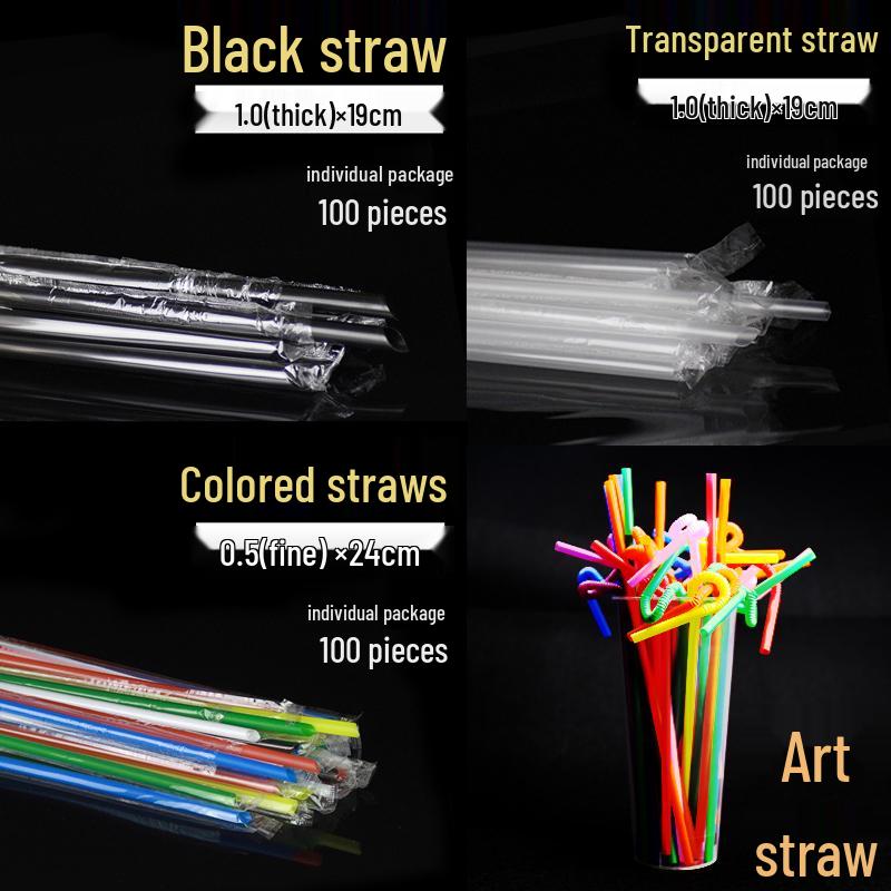 Disposable Thick/Thin Straws for Soy Milk, Coffee, Bubble Tea, and Fruit Juice