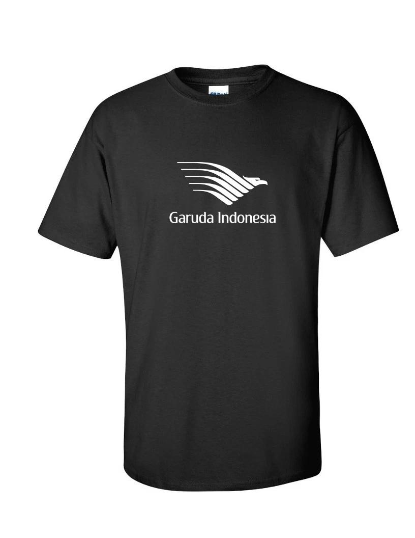 

Garuda Indonesia White Logo Airline Aviation Black Cotton T-Shirt S-5XL XL