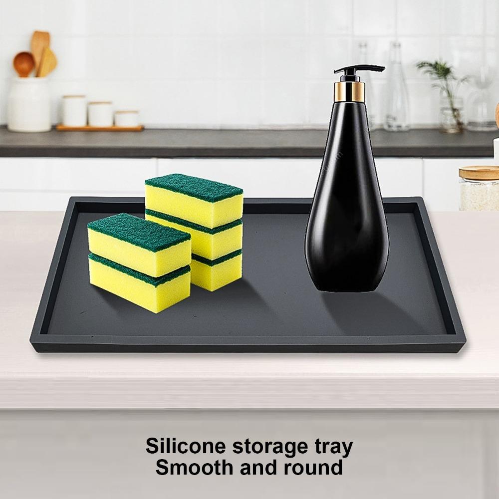 Non-Slip Silicone Organizer Tray S/L Silicone Countertop Tray Silicone Storage Tray  For Kitchen