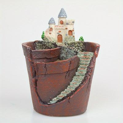 Pot de plantes créatif avec combinaison de Pot de fleurs ville du ciel, Pot de plantes succulentes en résine, décoration de jardin de maison, support de plantes