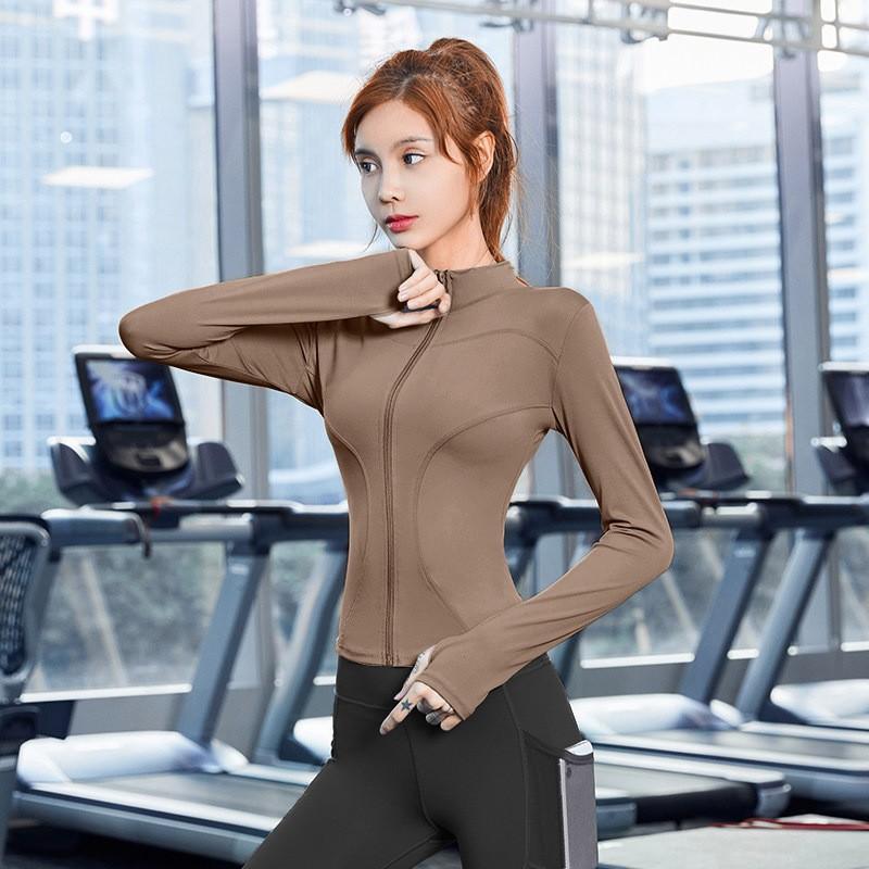 Sunscreen clothing Spring Internet celebrity fitness jacket women's zipper slim-fit quick-drying long-sleeved tight sports yoga clothing top
