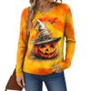 Halloween Women's Long Sleeve T-Shirt Pumpkin Skull Pattern Retro Fashion Round Neck Regular Top Everyday Weekend