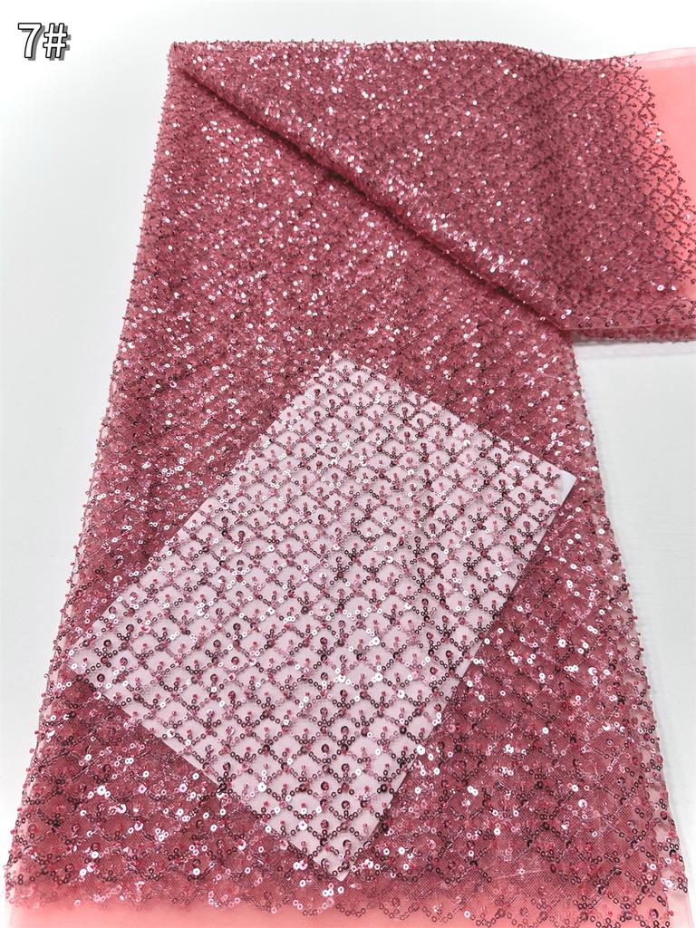 Sky Blue African Sequins Lace Fabric 2025 High Quality Lace Embroidery Nigerian Mesh Beads Fabric French For Wedding Party Dress