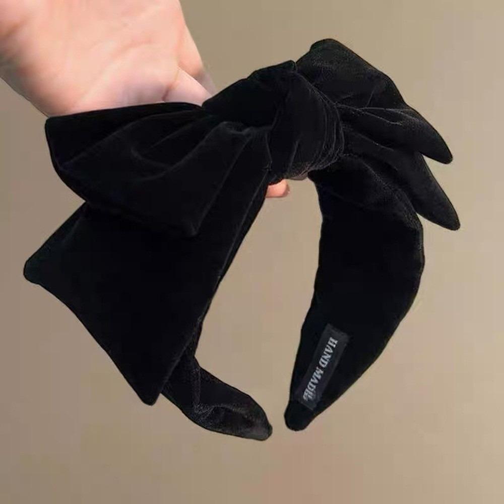 Solid Color Hairband Wide Brim Hair Hoop Fashionable Velvet Bow Headband Women