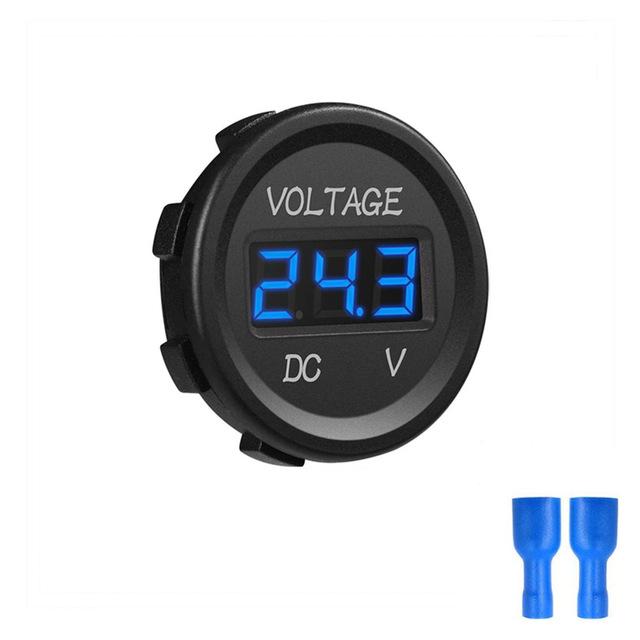 DC 5-48V Car Motorcycle Voltmeter Mini Digital Waterproof LED Panel Tester Display Round Volt Meter Gauge