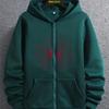 Men's Casual Fashion Trend Creative Red Spiderweb Pattern Print Zip Up Hoodie Sweatshirt Top