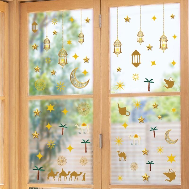 Festive Eid Wall Sticker Wall Decals for Eid Celebration Ornament Easy To Apply PVC Decal No Traces Left Behind