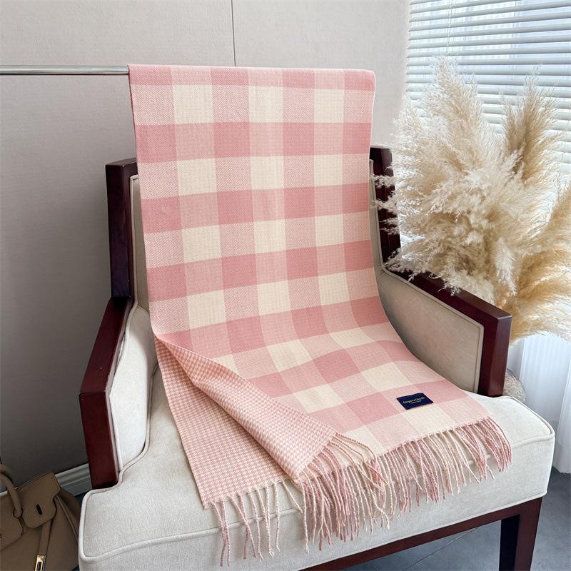 British Classic Plaid Scarf  Striped Unisex Winter Wrap, Soft Warm Windproof Tassel Edges, Versatile Male & Female Scarf