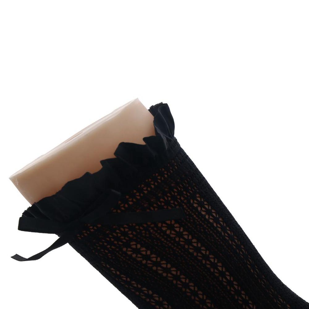 Ultra-thin Black Lace Socks Y2K Knee High Socks Japanese Style Bow Women Socks  Student