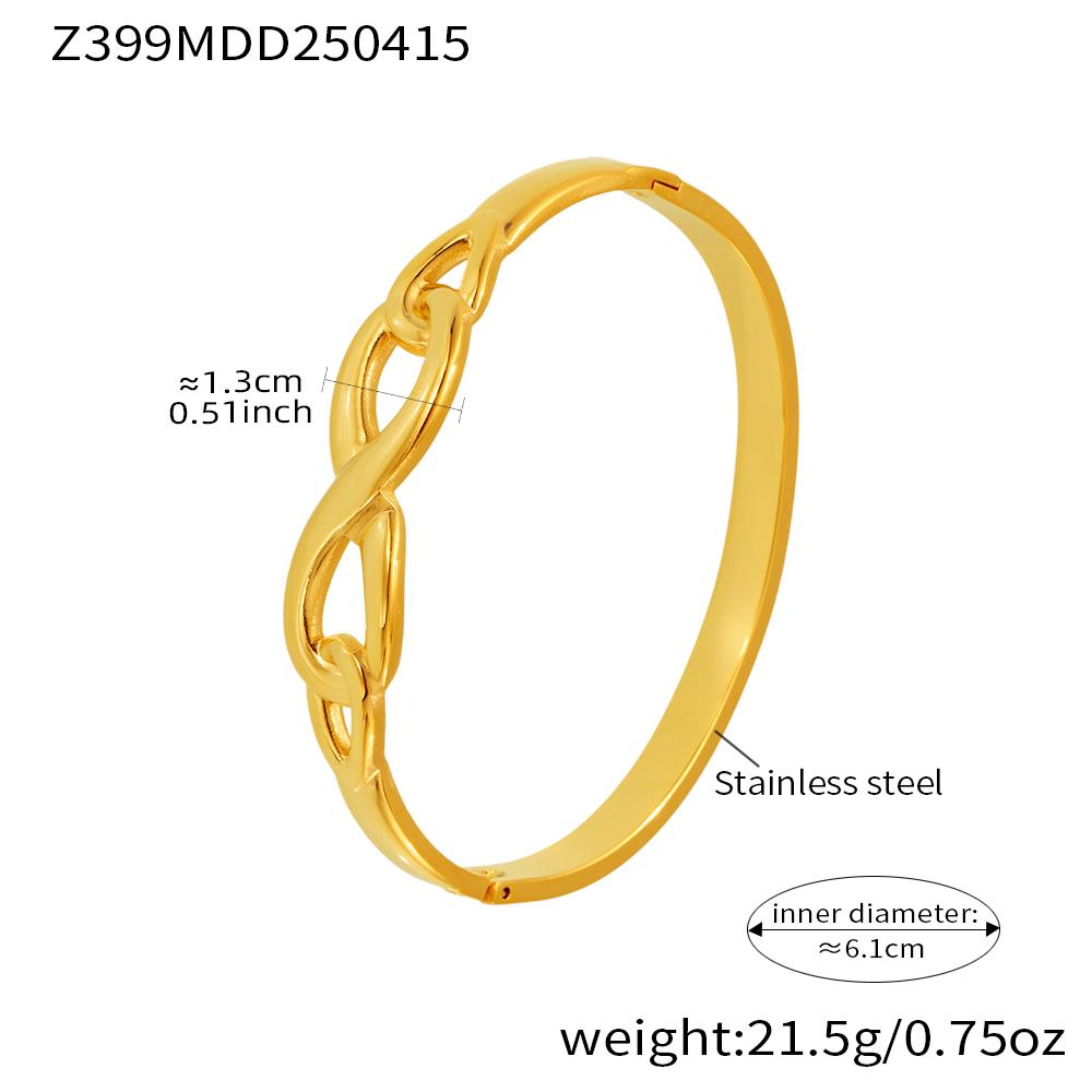 Stainless Steel Bracelet Bangles For Women 18k Gold Plated Waterproof No Tarnish Number 8 Pattern Openable Cuff Bracelets Bangle