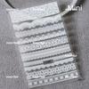 Delicate White Lace Bowknot Simulated Fabric Ribbon Silver Stamped Noble Rhinestone 5D Adhesive Nail Art Sticker Manicure Decal