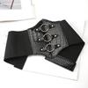 Gothic Solid Color Lift Up Female Waist Corset Wide Faux Leather Belt Women Fashion Slimming Waistband Adjustable Corset
