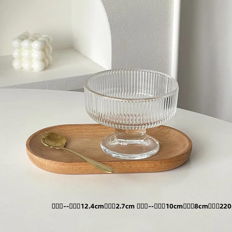 High Foot Glass Bowl Ice Cr Dert Cup for Home Use Ele Design for Yogurt Pudding Ice Cr Milkake Mousse