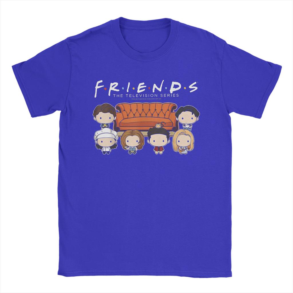 Men T-Shirt Friends Chibi Couch Vintage Pure Cotton Tee Shirt Short Sleeve  T Shirts Crew Neck Clothing Plus Size