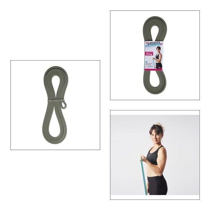 Bande élastique de résistance - upfit - 15kg - 208cm - grise - latex