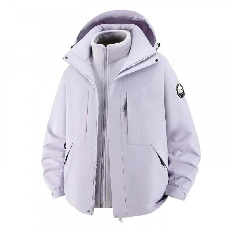Men Women 3-in-1 Outdoor Waterproof Windproof Jacket With Detachable Down Inner Layer Hiking Camping Winter