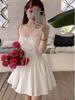 Pure White Moonlight Camisole Dress - Flattering Korean Style for Petite Girls, Sweet Waist-Cinched Short Skirt
